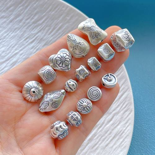 纯银莲花锦鲤太阳花隔珠桶珠diy