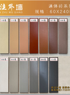 外墙砖瓷砖室外乡村家用别墅自建房小区红色白色灰色瓷砖60*240mm