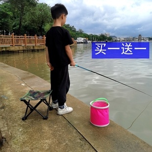 全套新手专用钓鱼竿迷你便携溪流竿小物钓竿 买一送一儿童鱼竿套装