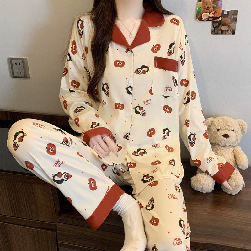 新款春秋季双长袖睡衣女开衫套装休闲卡通牛奶丝家居服女网红,女士内衣/男士内衣/家居服,睡衣/家居服套装,淘宝优惠券,粉丝福利购,淘宝优惠卷