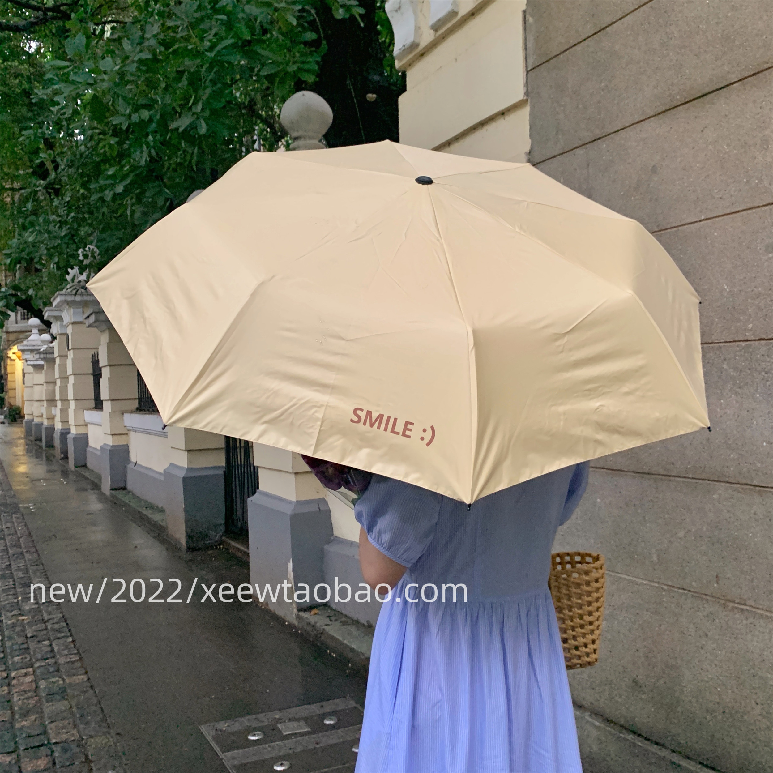 简约字母雨伞女生晴雨两用遮阳伞户外便携下雨抗风手动折叠伞