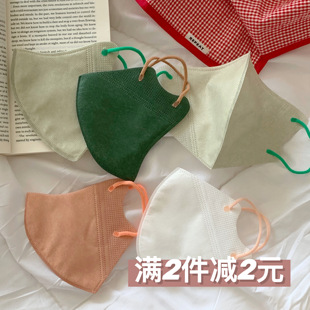 彩色高颜值一次性三层防护口罩 大脸专用网红显脸小3d立体口罩潮款