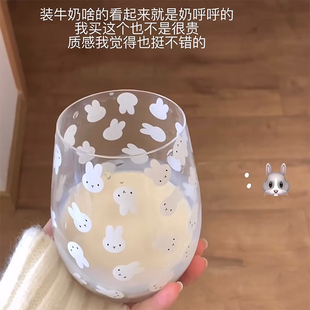 杯子玻璃杯可爱兔子水杯2025新款 家用喝水大容量早餐牛奶咖啡杯
