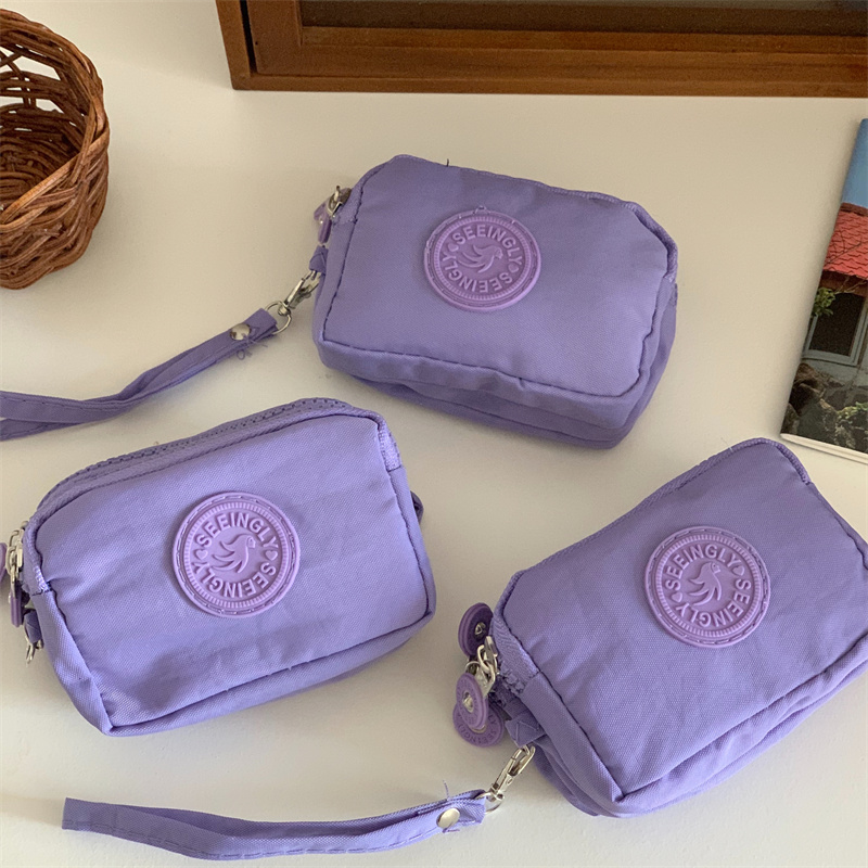 “三明治”随身小包3层大容量手拿包迷你尼龙零钱包口红耳机收纳