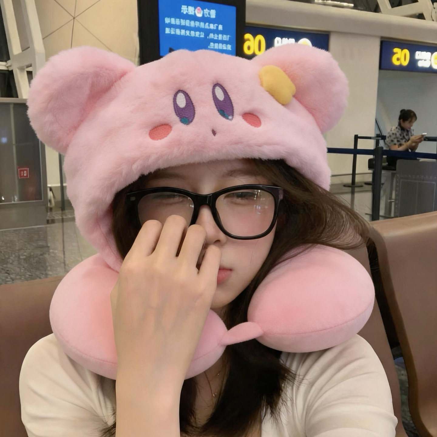 可爱卡通u型枕连帽旅行便携飞机枕坐车睡觉长途护颈椎脖枕午睡