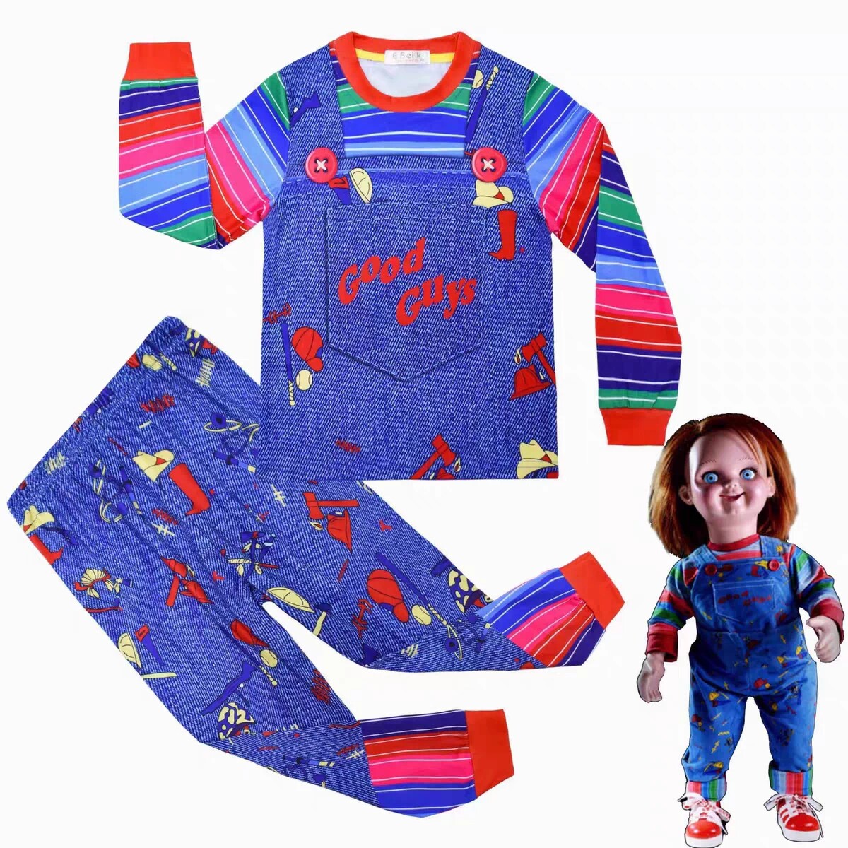 鬼娃娃恰奇造型服惊悚恐怖鬼娃回魂套装万圣节儿童cos衣服装