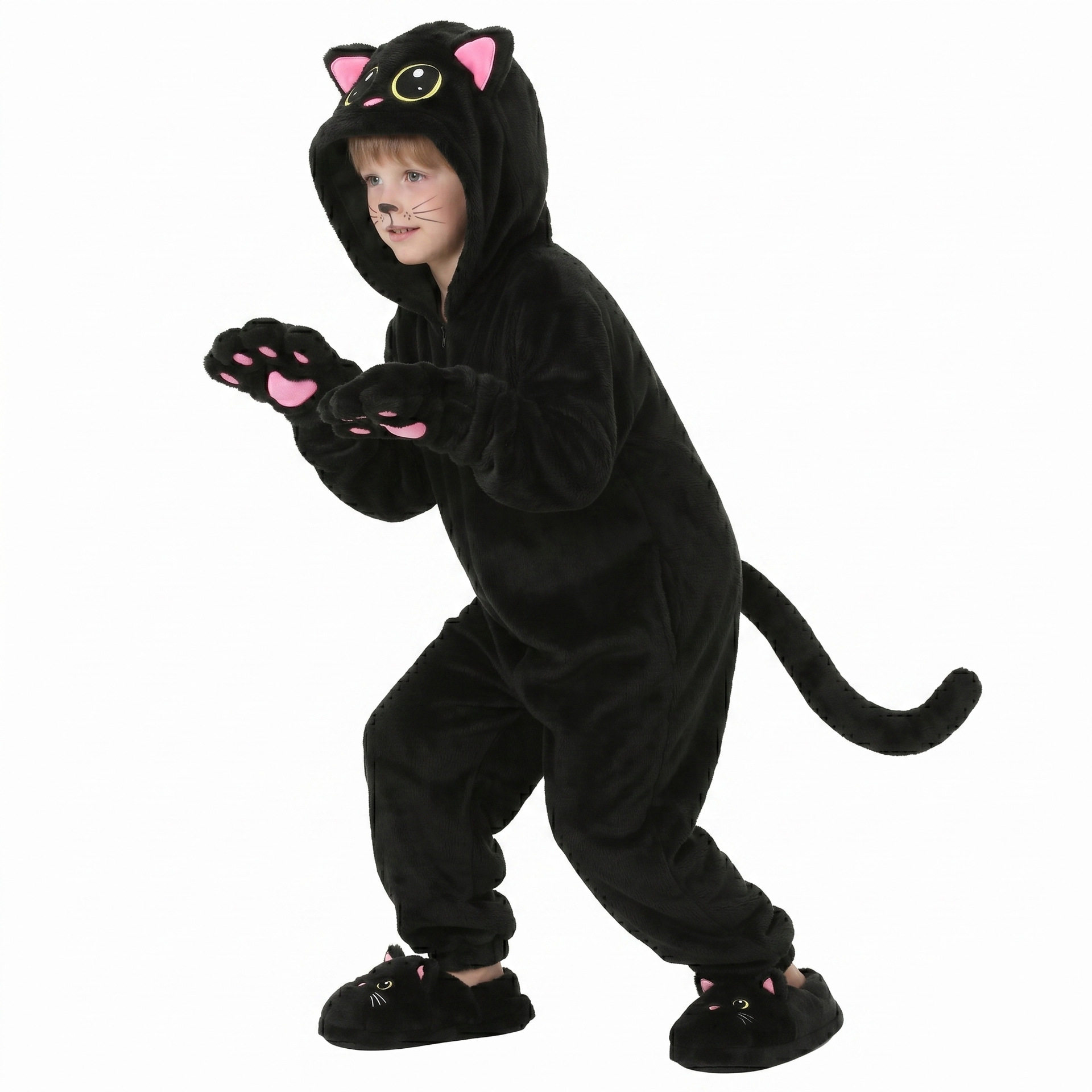 跨境儿童黑猫连体cos服万圣节舞台表演服童装动物造型演出服现货
