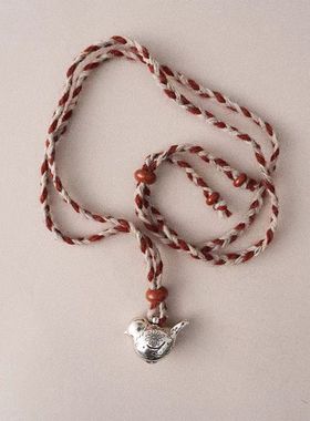 满足鸟立体编织红绳毛衣链感百搭时尚吊坠新年个性小鸟项链