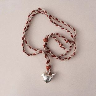 满足鸟立体编织红绳毛衣链感百搭时尚吊坠新年个性小鸟项链