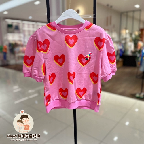 Прямая почтовая рассылка T.Sister Корейская детская детская бренда покупка 24 летних девочек с короткая шея с короткой шеей -розовая футболка kat080