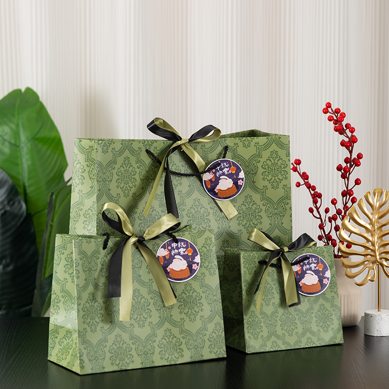 中秋节礼品袋手提袋配卡片节日礼物袋月饼包装袋纸袋点心袋子礼袋