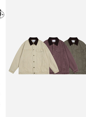 ThreePieces复古重磅水洗帆布翻领工装外套男冬季棉服SW1036加厚