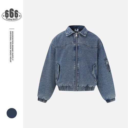 FORN3美式街头潮流复古水洗秋冬季加厚牛仔服工装外套男棉服N1711