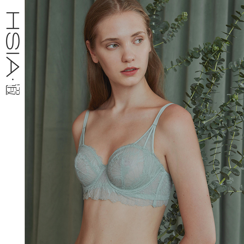 HSIA遐 大胸法式阳台杯文胸有钢圈性感胸罩绑带蕾丝薄款内衣女