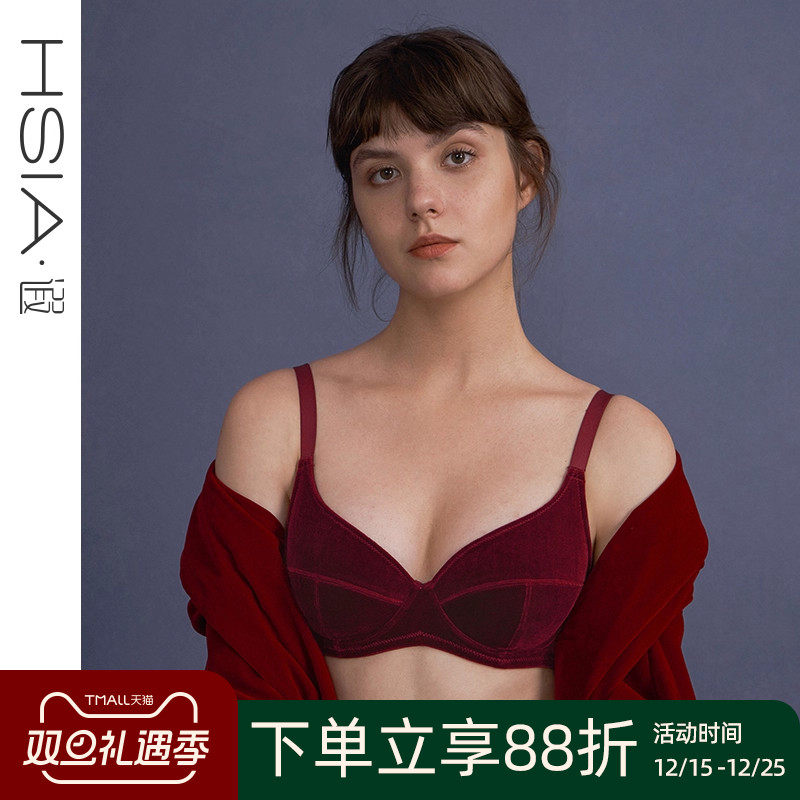 遐全罩杯复古有钢圈红色文胸