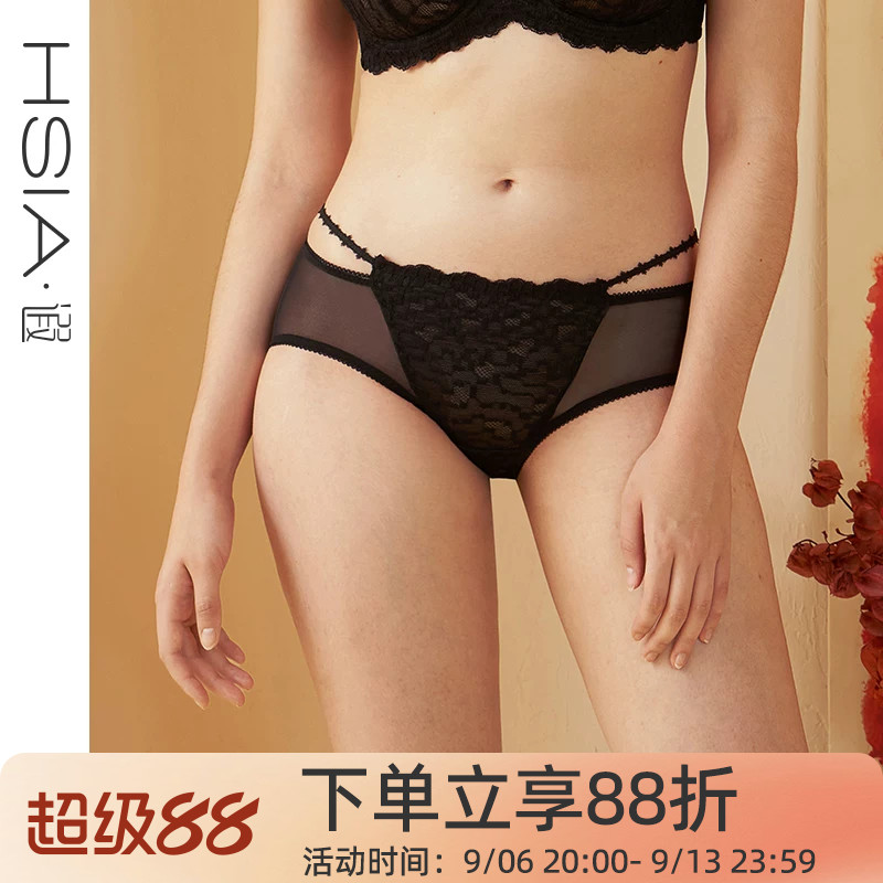 遐【点彩】性感绑带蕾丝内裤女春夏速干不夹臀纯棉裆中腰平角裤图片