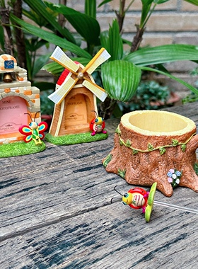 树脂风车蜜蜂摆件相框阳台装饰