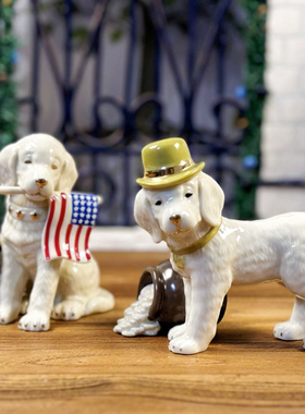 陶瓷帽子写实宠物狗动物摆件