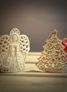 陶瓷浮雕镂空描金圣诞树