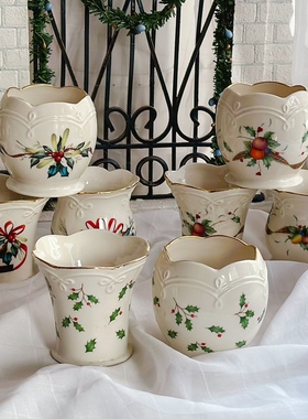 出口Lenox陶瓷绿冬青蝴蝶储物罐