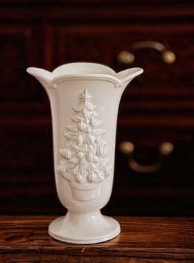 瓷浮雕圣诞树花瓶花器小清新