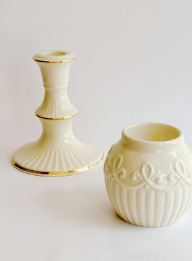 Lenox陶瓷浮雕描金罗马柱蜡烛台