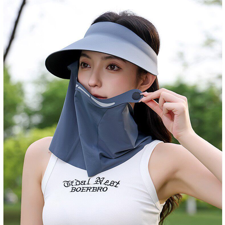 2025防晒帽面罩护颈驱蚊抗菌遮阳女士一体帽子大帽檐防紫外线薄款