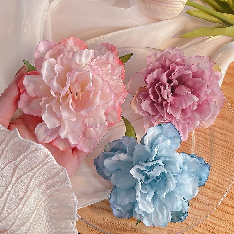 超仙牡丹花朵发夹女侧边新款氛围感拍照刘海鸭嘴夹高级感