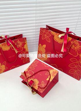 新年红色喜庆礼品袋元旦节日礼袋结婚伴手礼纸袋子生日礼物手提袋