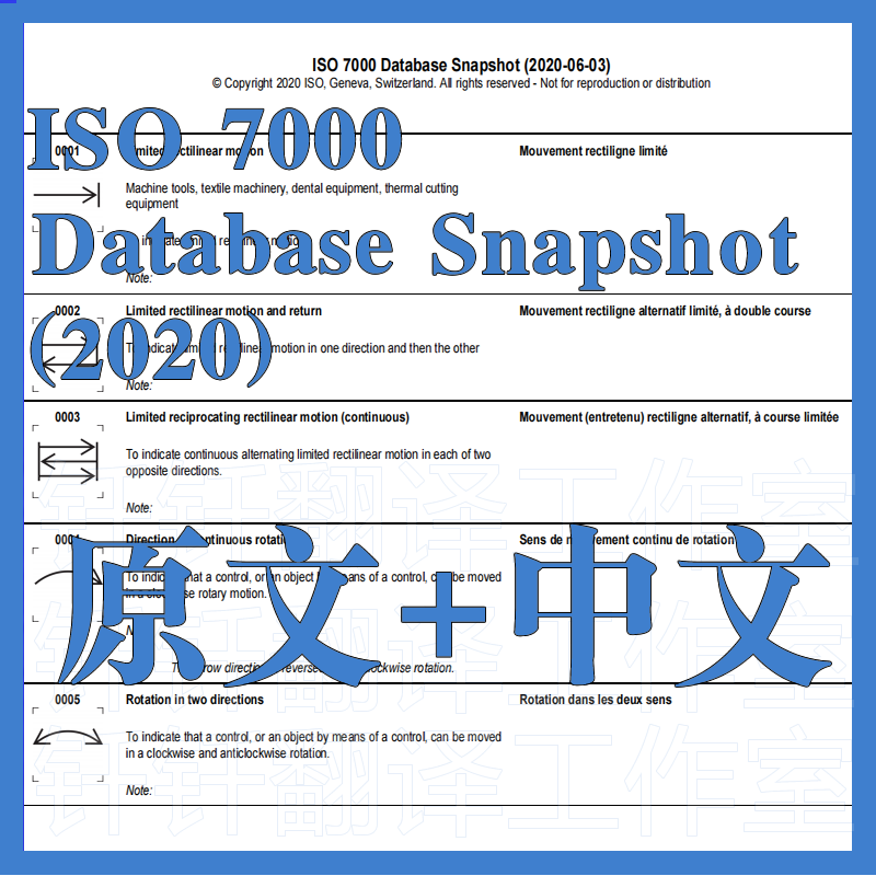 ISO 07000 Database Snapshot (2020) 原文中文 标准 翻译中英文