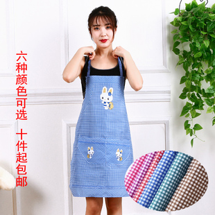 可爱卡通小兔子围裙防水工作广告围裙定制印字 厨房围裙韩版 时尚