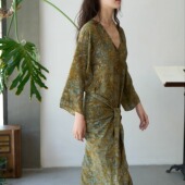 Cortana 25春夏 ANTIBES Cha官方 真丝印花围裹式 度假连衣裙