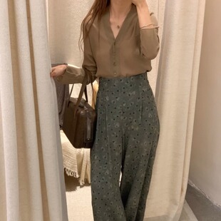 Cha 官方 | Cortana Irina鸢尾真丝套装衬衫长裤