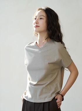 多色选 | io adesso futura 25春夏 有机棉麻V领连肩短袖T恤