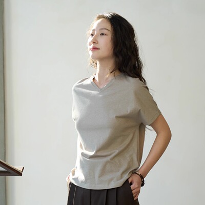 多色选 | io adesso futura 25春夏 有机棉麻V领连肩短袖T恤