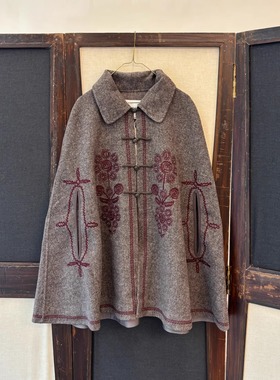 Cha 官方 | Antik Batik 25秋冬 WILL 羊毛植物花纹针织斗篷披肩