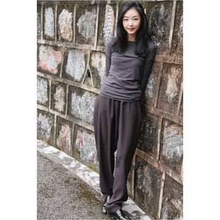 Cha 官方 | io adesso futura 褐色锥形裤 金敏喜同款