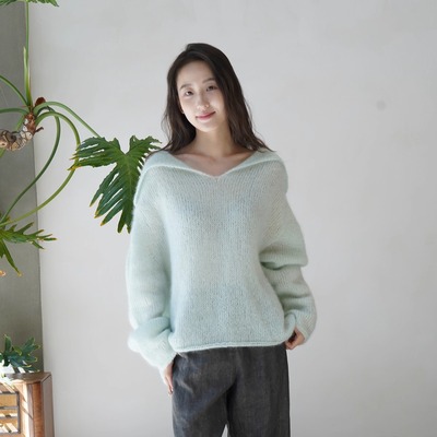 Cha 官方 | NITTO 25秋冬 AVIATOR 意大利手工丝羊毛薄荷绿毛衣