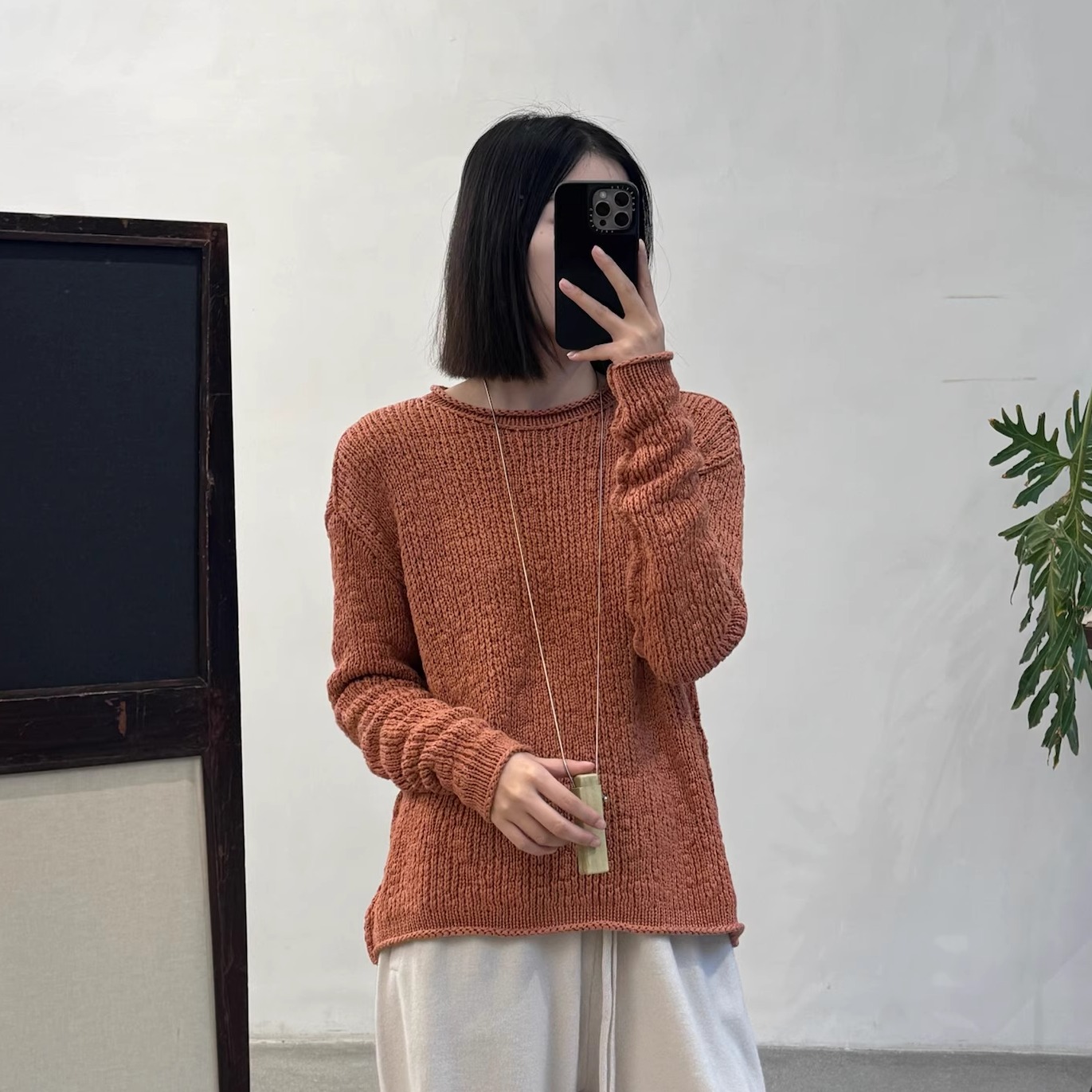 Cha 官方 | Daniel Andresen digitalis 橘红色亚麻套头衫