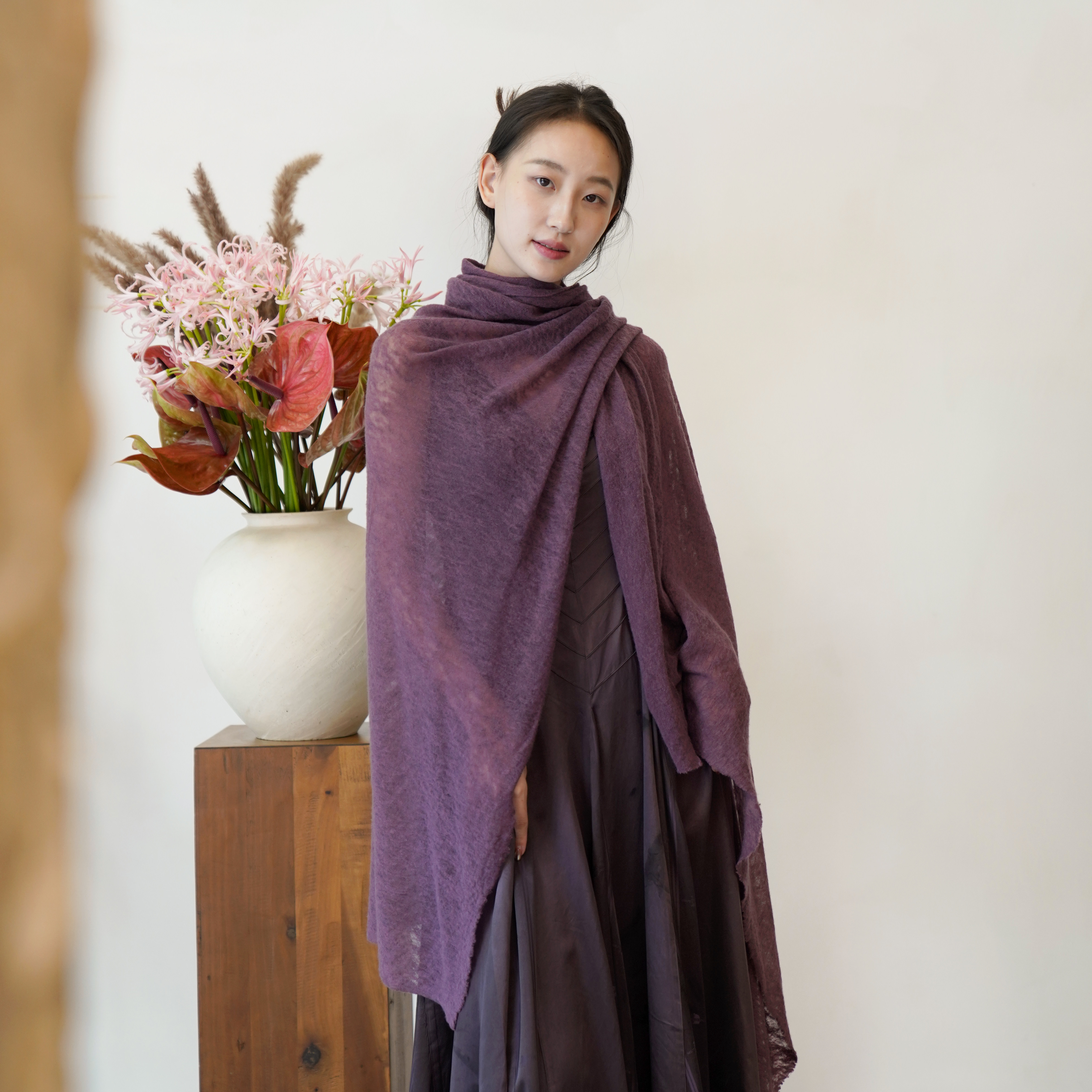 Ch&aacute;中国独家&middot;树莓紫 | Botto Giuseppe云朵轻柔 意大利羊绒围巾