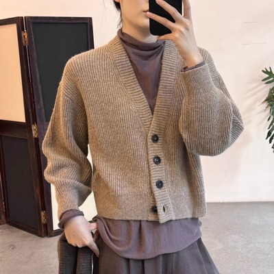 【特价】Cha 官方 | io adesso futura 羊驼羊绒混纺粗针罗纹开衫