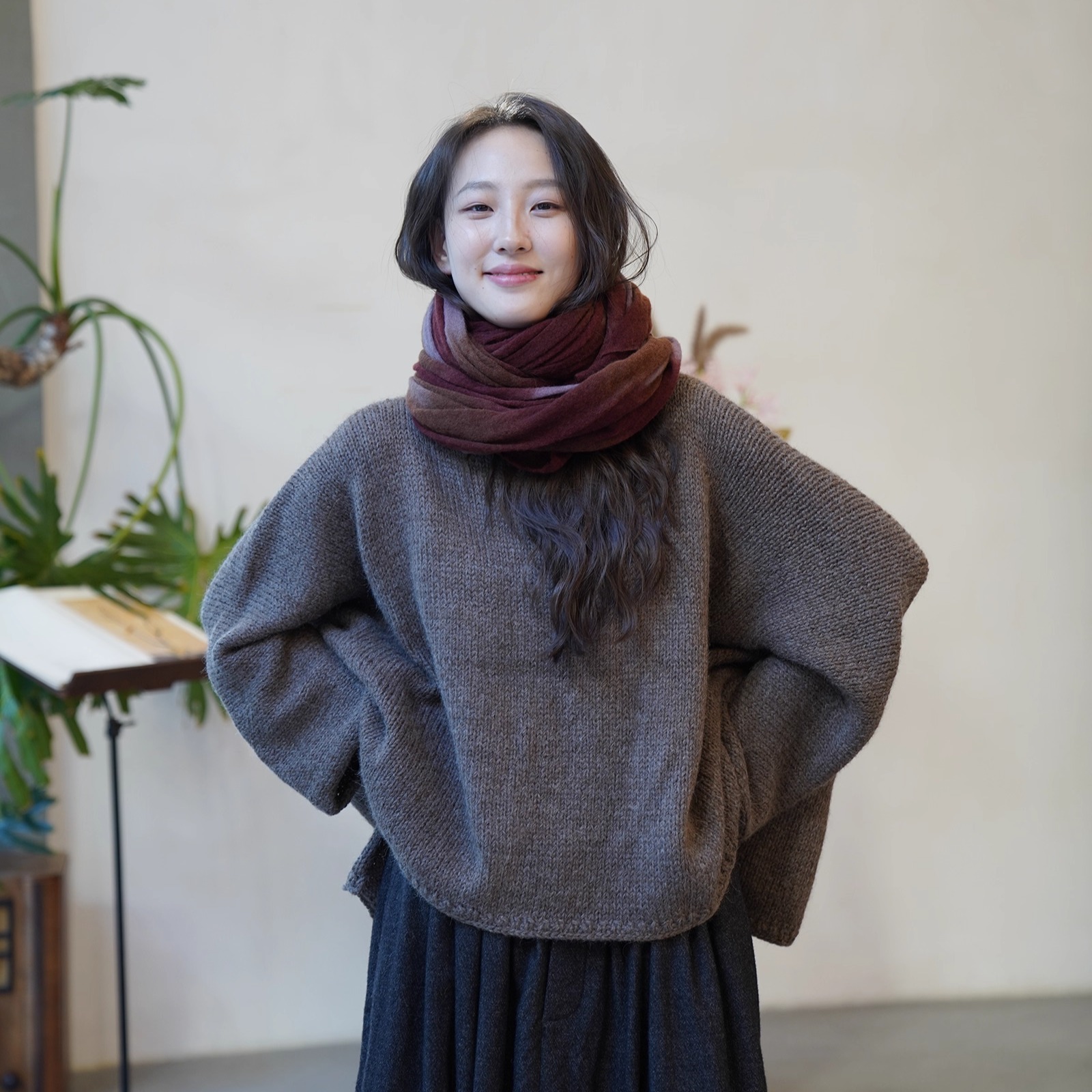 Cha 官方 | NITTO 24秋冬 BRANCO Sweater棕色羊驼毛套头针织毛衣