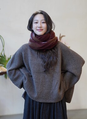 Cha 官方 | NITTO 24秋冬 BRANCO Sweater棕色羊驼毛套头针织毛衣