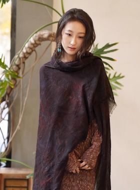 Cha 官方｜Botto Giuseppe 意大利高质感丝羊绒纯色迷彩舒适围巾