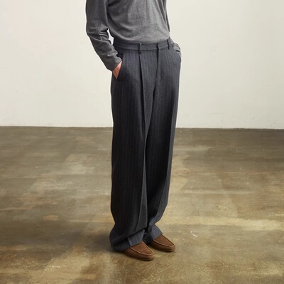 Cha 官方｜io adesso futura 进口竖条纹休闲西裤