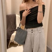 Cha 深灰色交叉绑带上衣 Zaida 官方 Cortana