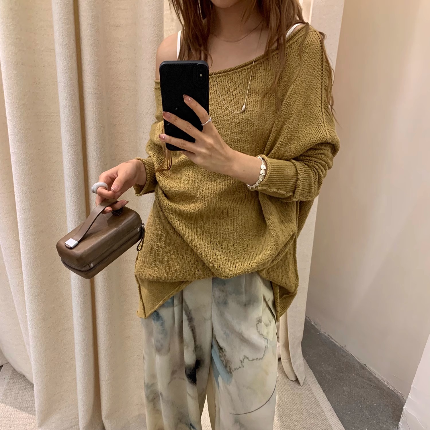 SANTOI套头罗纹落肩针织衫