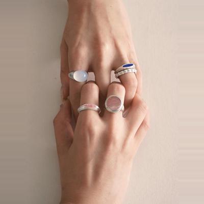 Cha 官方 | Soft Mountains 软山 宝石戒指 拉丝工艺