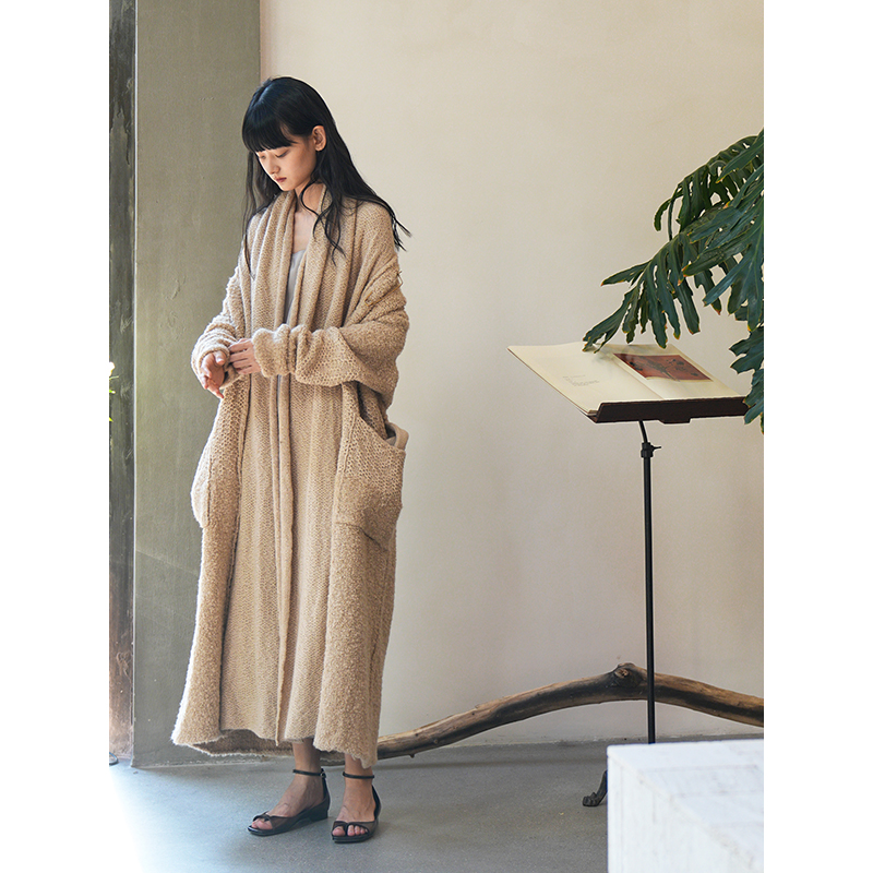 Cha 官方 | Daniel Andresen Annatto 丝羊毛堆褶浴袍式针织大衣