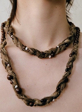 器炁qiqi万年枝乌金织布串珠项链